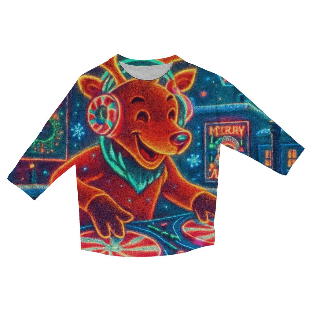 Midnight Reindeer Arcade trendy 3/4 sleeve tops