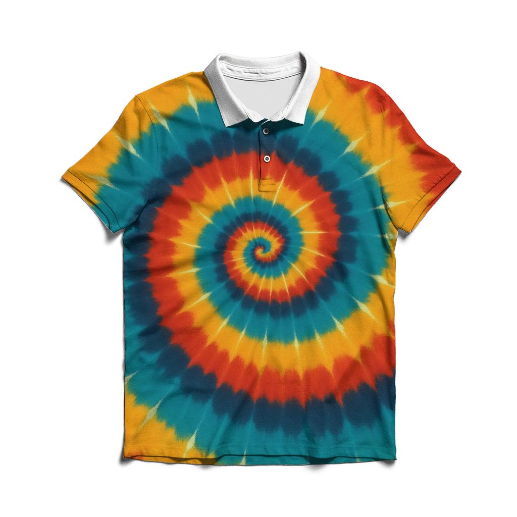 Cosmic Spiral Tie Dye premium cotton polo shirts
