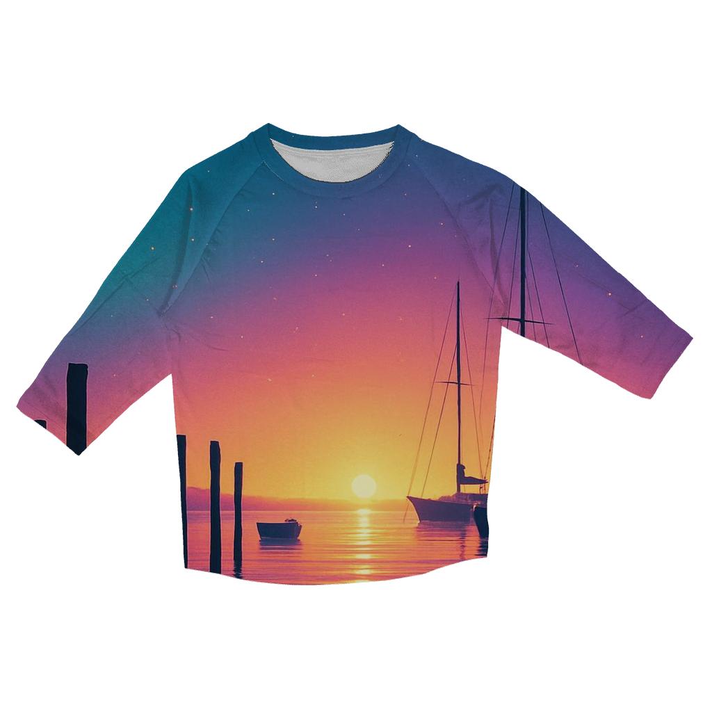 Midnight Harbor Glow printed three quarter sleeve shirts