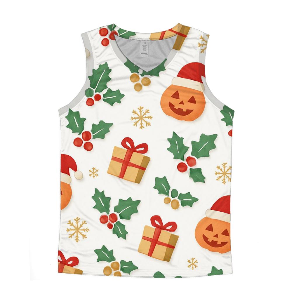 North Pole Pumpkin Lattice On Snow White graphic print tank tops