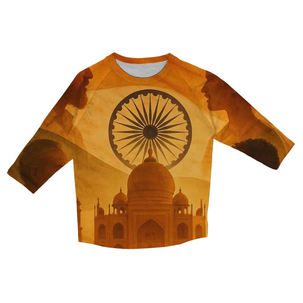 Tricolor Temple Double Exposure printed three quarter sleeve shirts