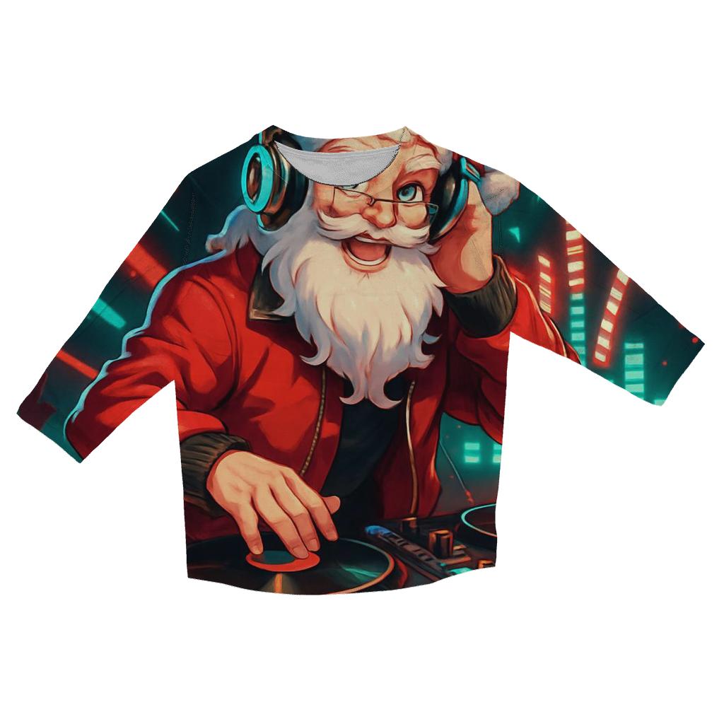 DJ North Pole Santa printed three quarter sleeve shirts