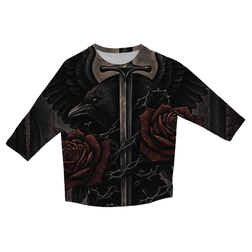 Raven And Dagger Of Midnight Oath designer 3/4 sleeve blouses