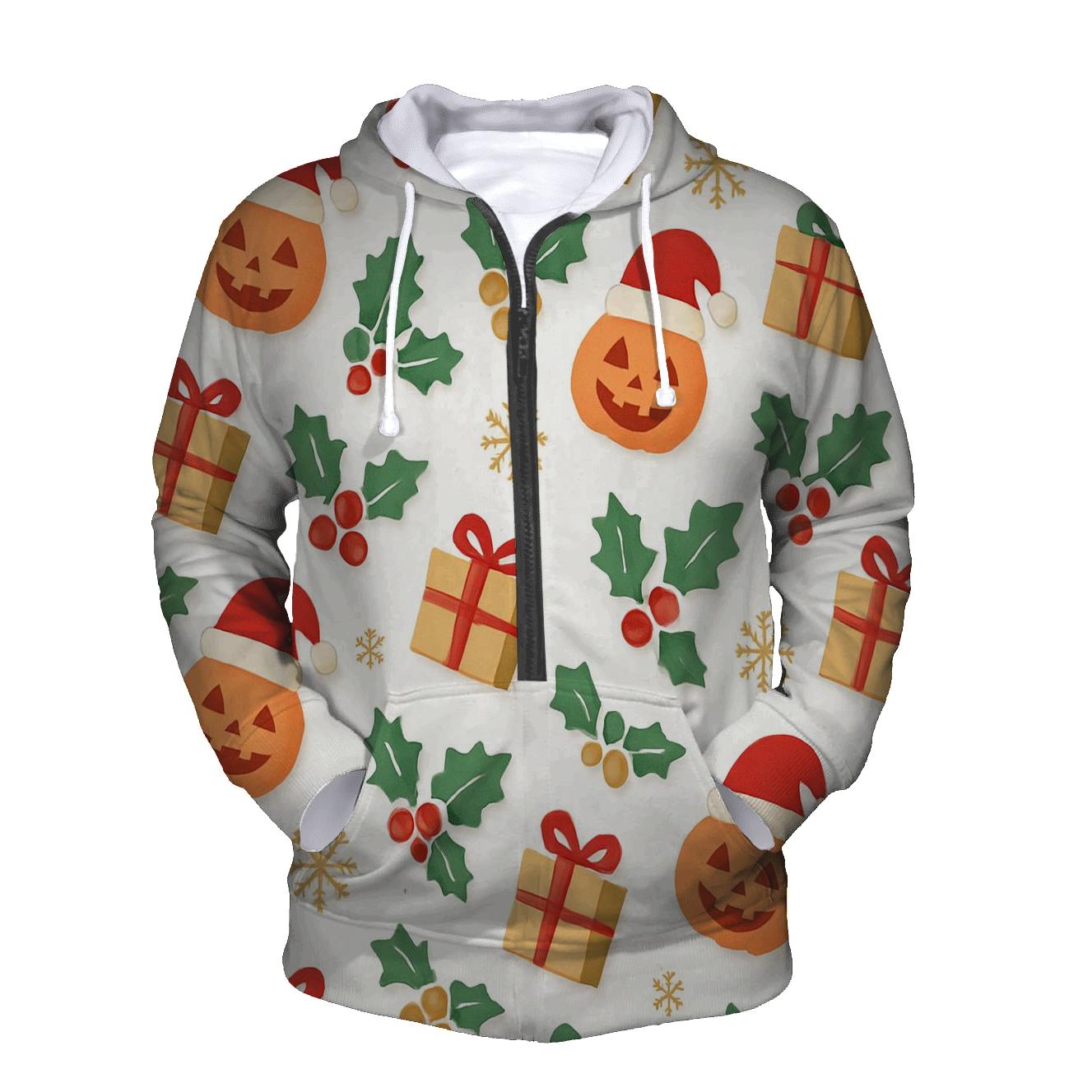 North Pole Pumpkin Lattice On Snow White pullover hoodies