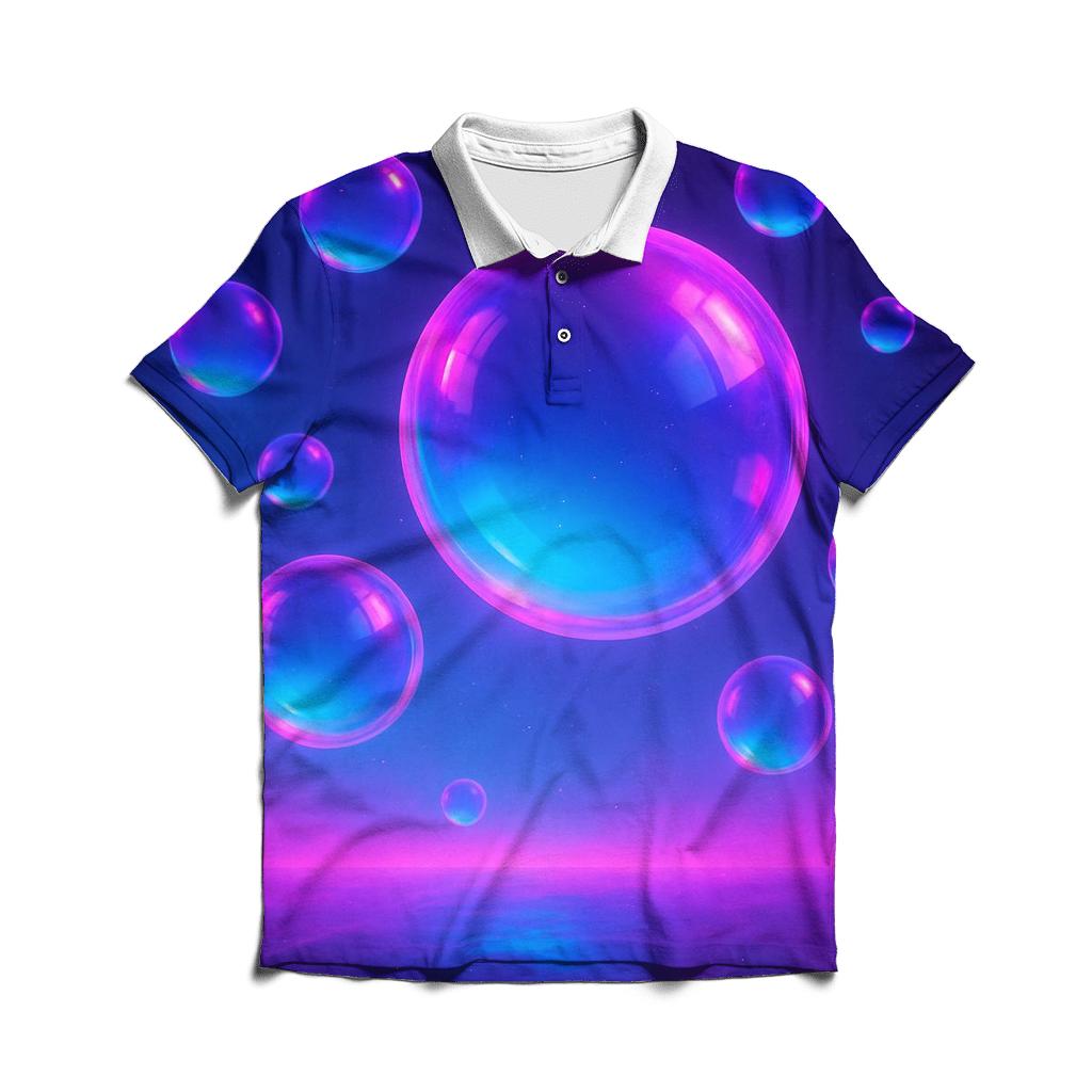 Vaporwave Neon Spheres classic pique polos