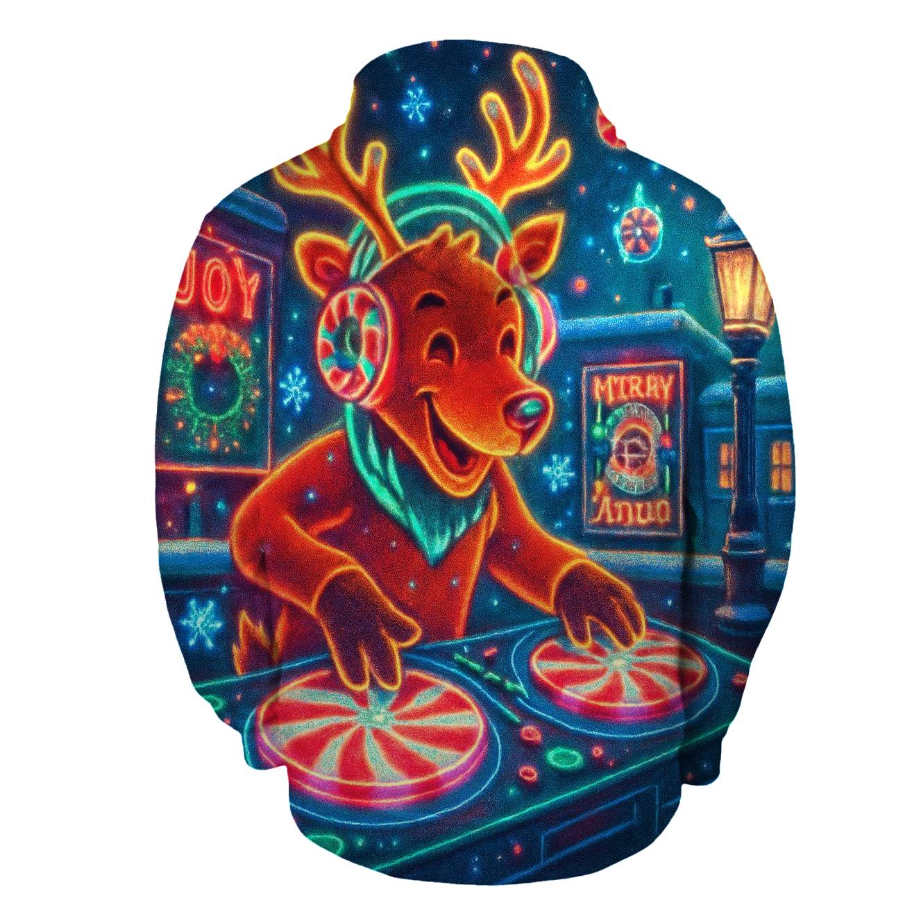 Midnight Reindeer Arcade graphic hoodies