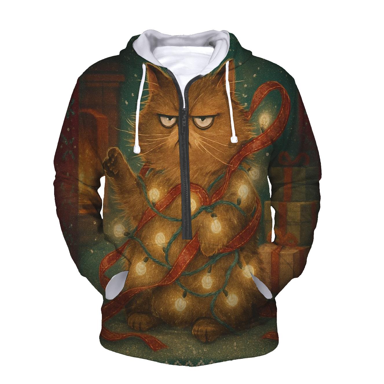 Grumpy Cat Tangled Lights heavyweight hoodies