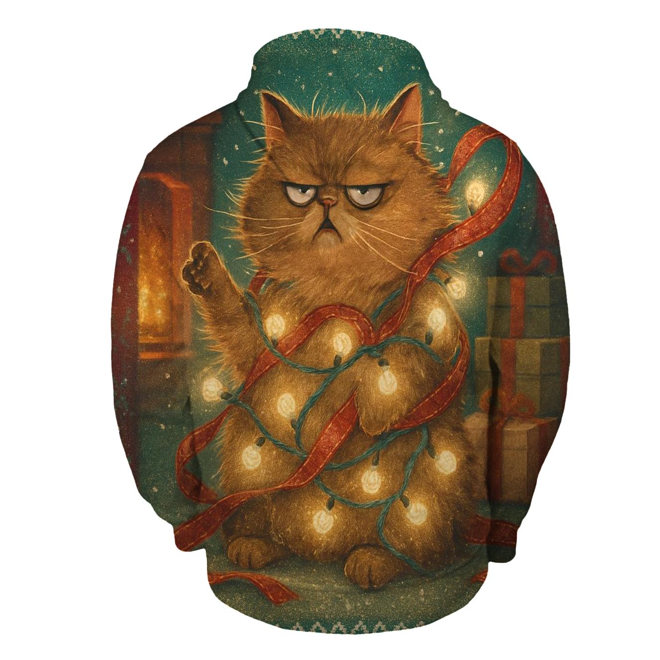 Grumpy Cat Tangled Lights heavyweight hoodies