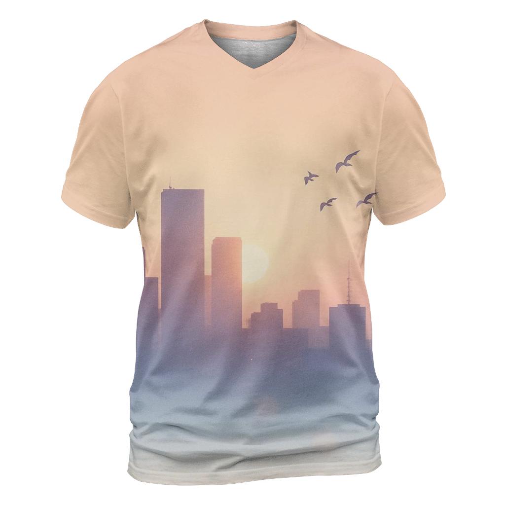 Lavender Skyline Solace statement graphic shirts