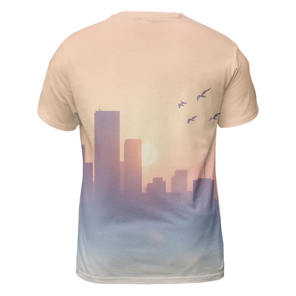 Lavender Skyline Solace statement graphic shirts