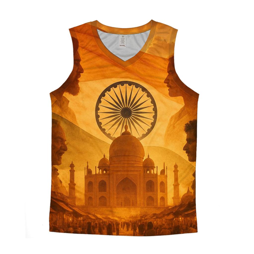 Tricolor Temple Double Exposure designer workout tanks