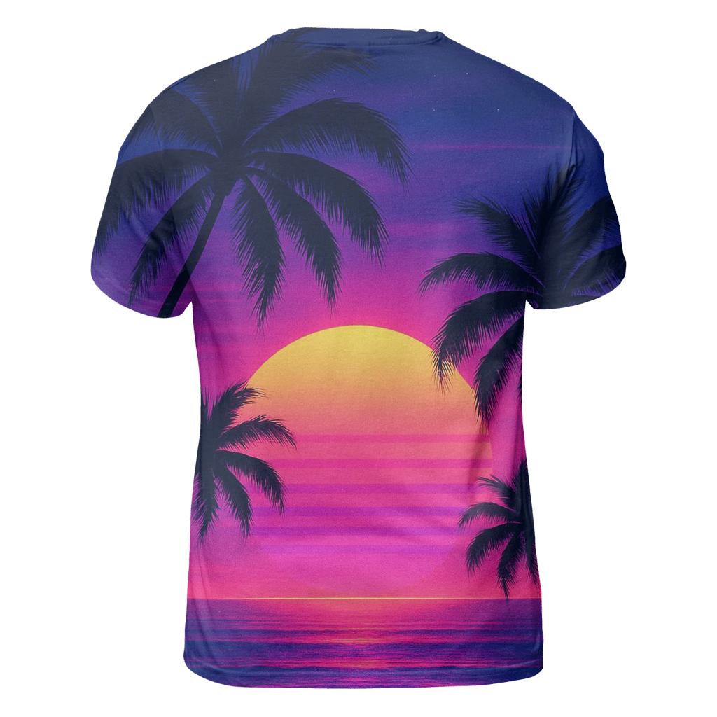 Violet Palm Afterglow vibrant all-over design tees