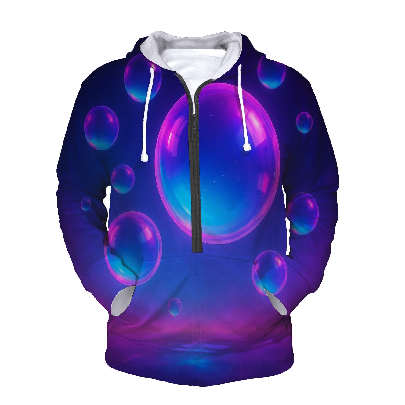 Vaporwave Neon Spheres printed hoodies