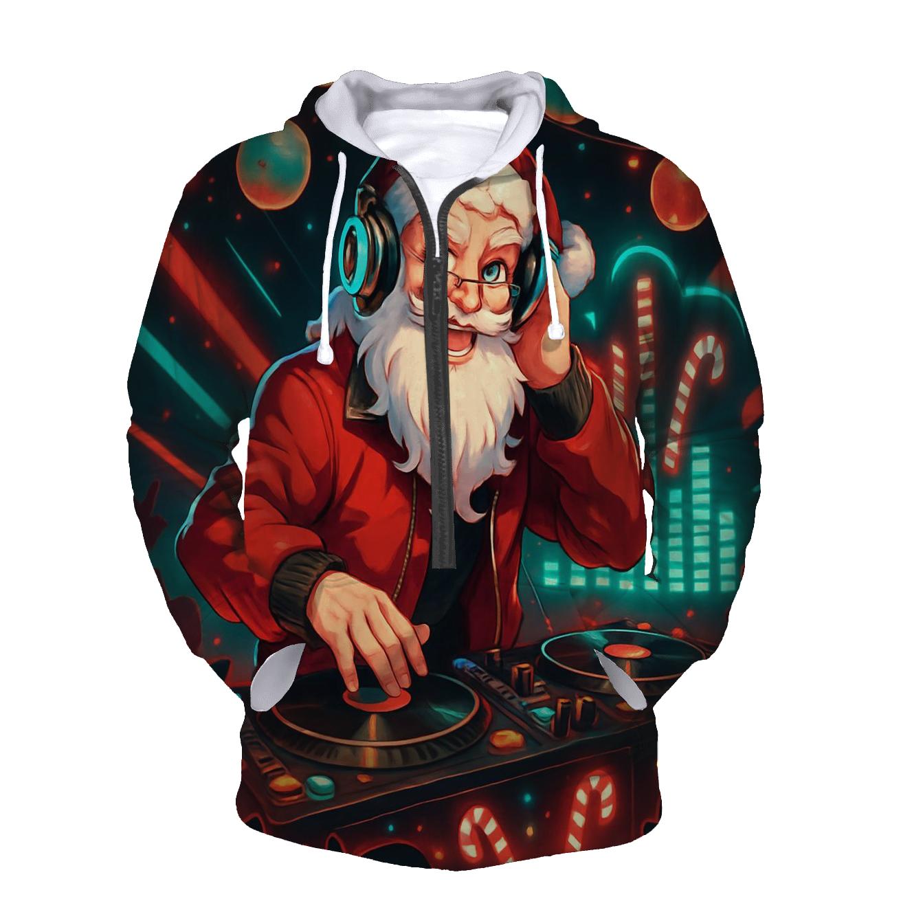 DJ North Pole Santa printed hoodies