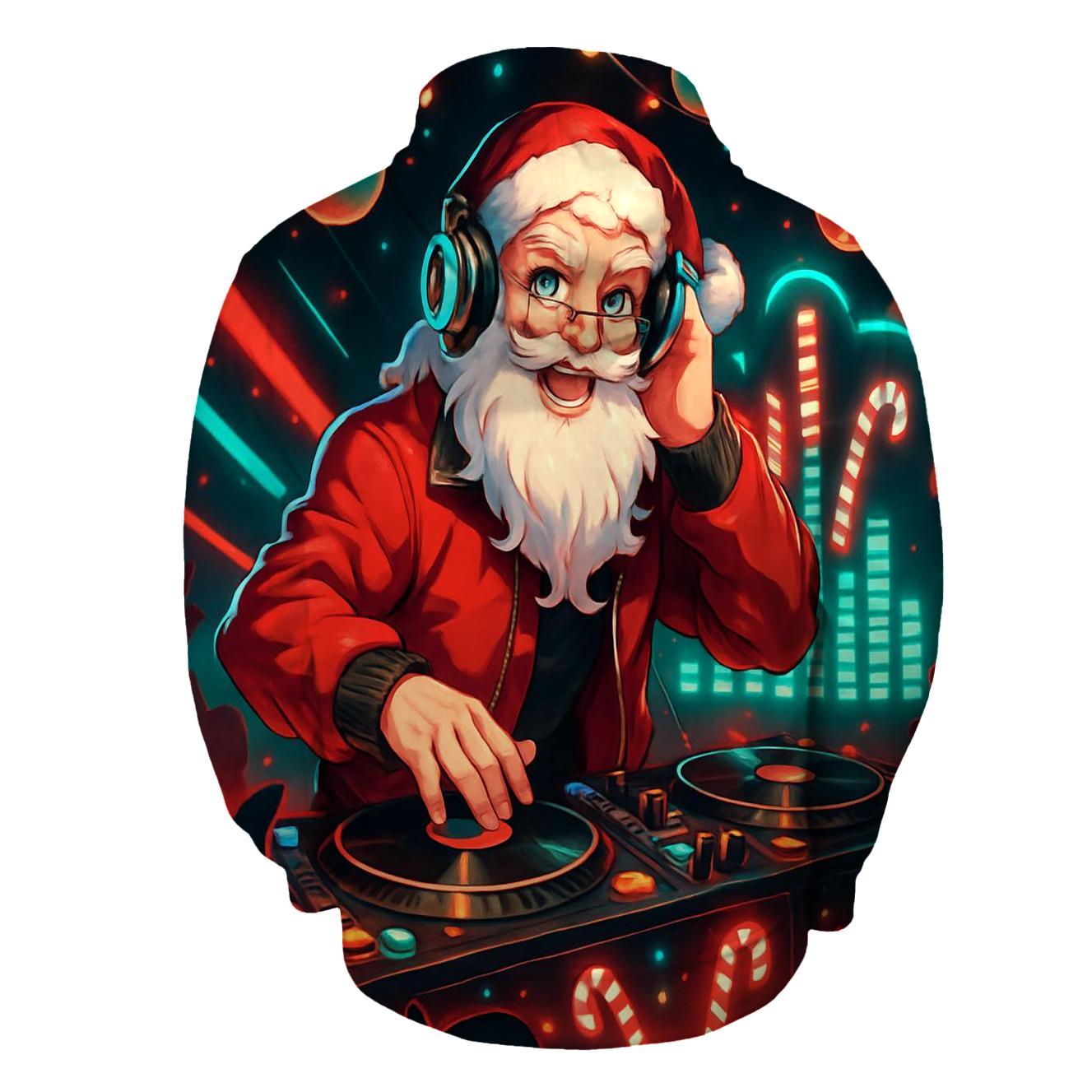 DJ North Pole Santa printed hoodies