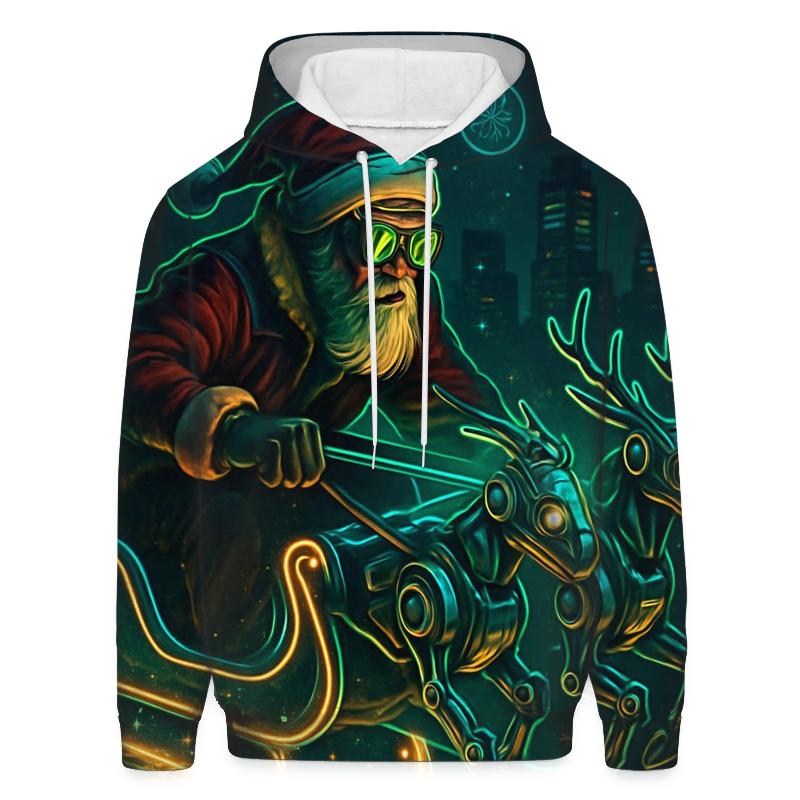 Neon Sleigh Rider Santa heavyweight hoodies