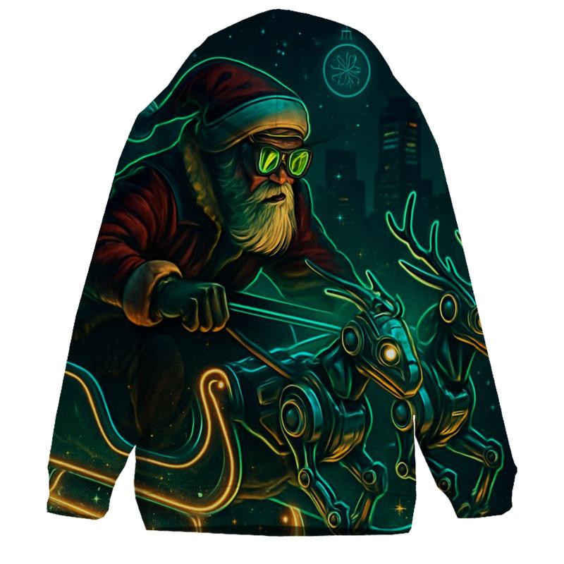 Neon Sleigh Rider Santa heavyweight hoodies