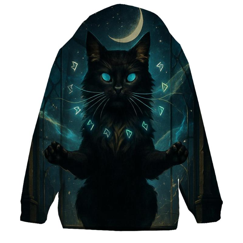 Galactic Sentinel Cat embroidered hoodies