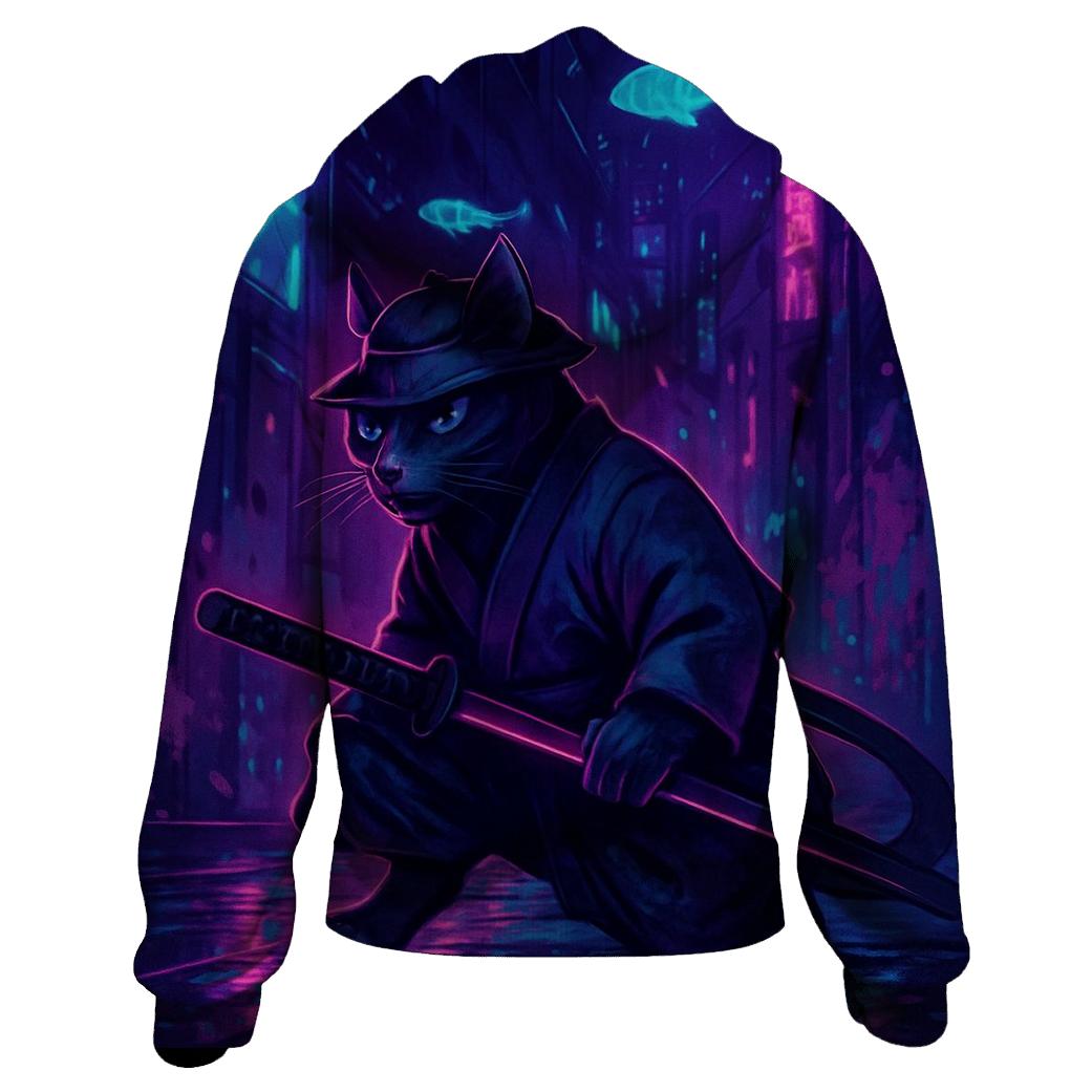 Neon Alley Samurai Cat hoodie trends