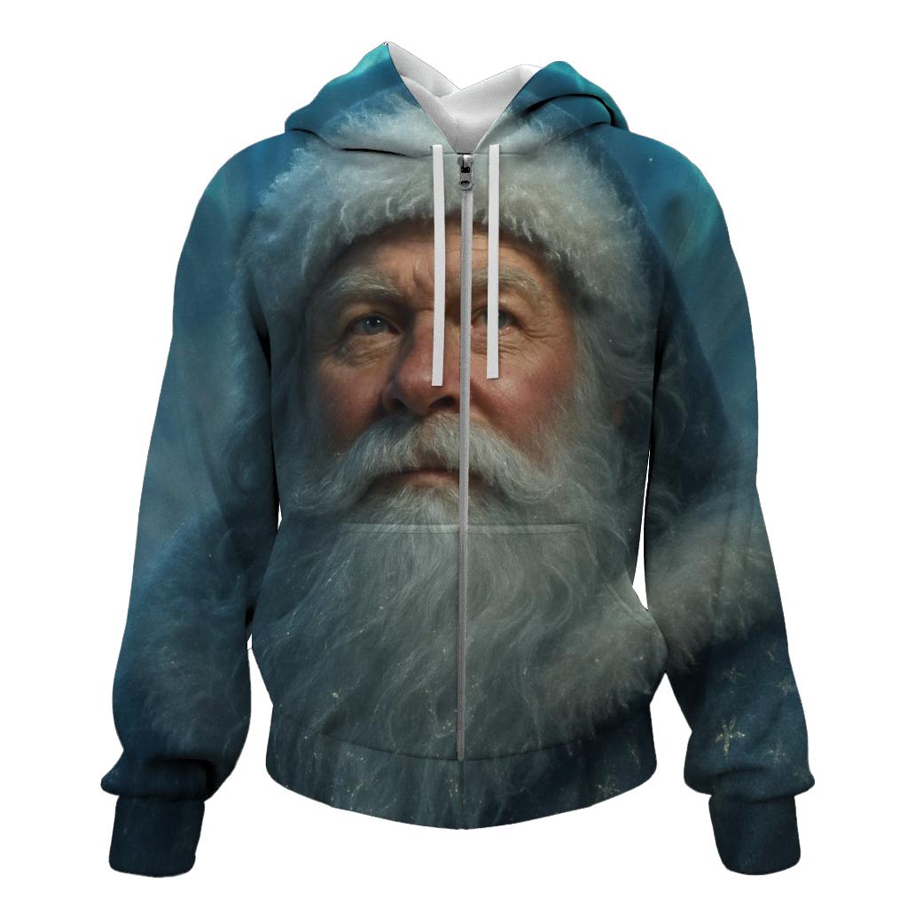 Majestic Aurora Santa Portrait lightweight hoodies