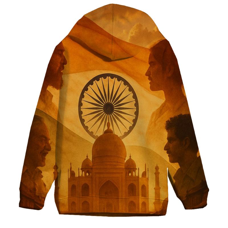 Tricolor Temple Double Exposure printed hoodies