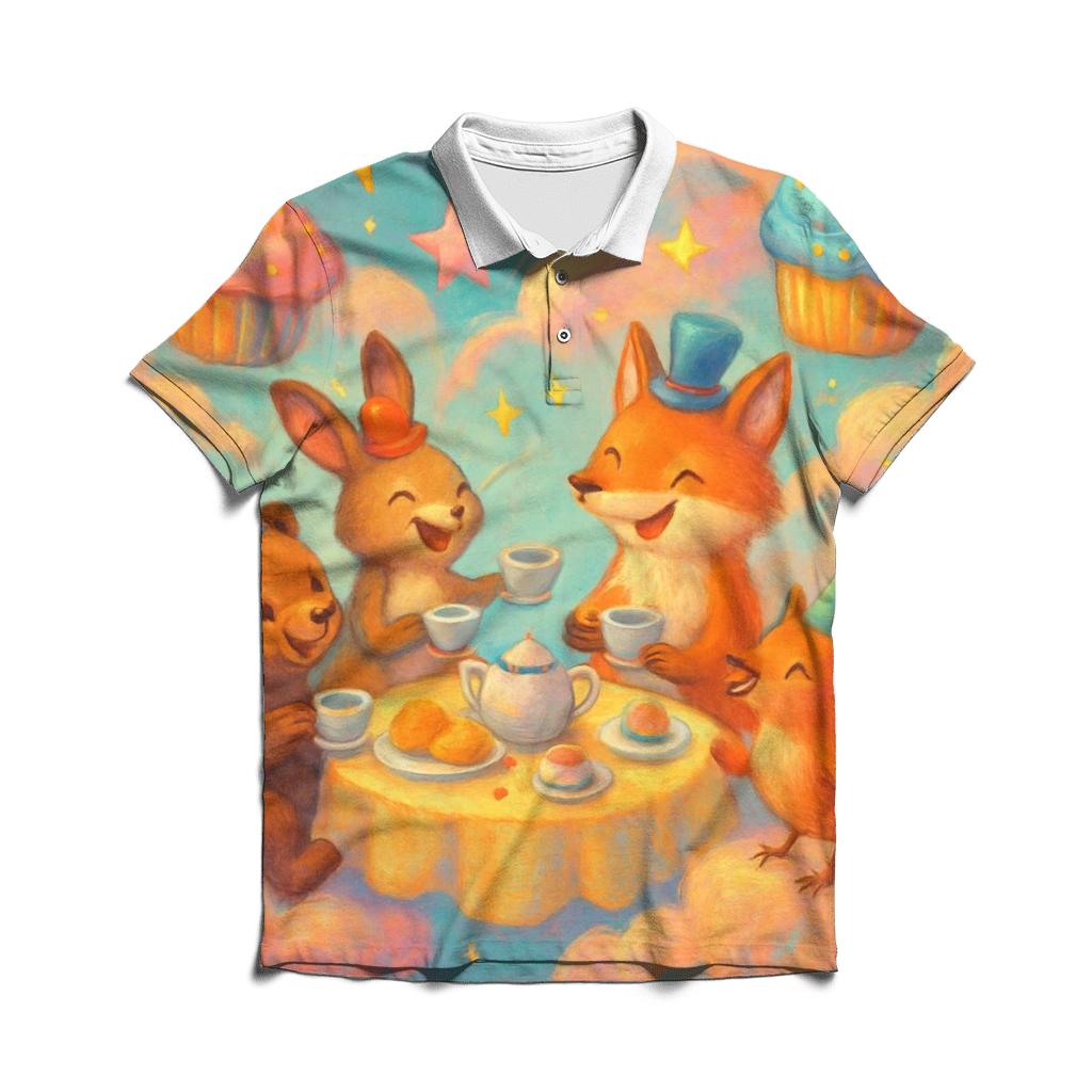 Celestial Tea Party embroidered polo tops