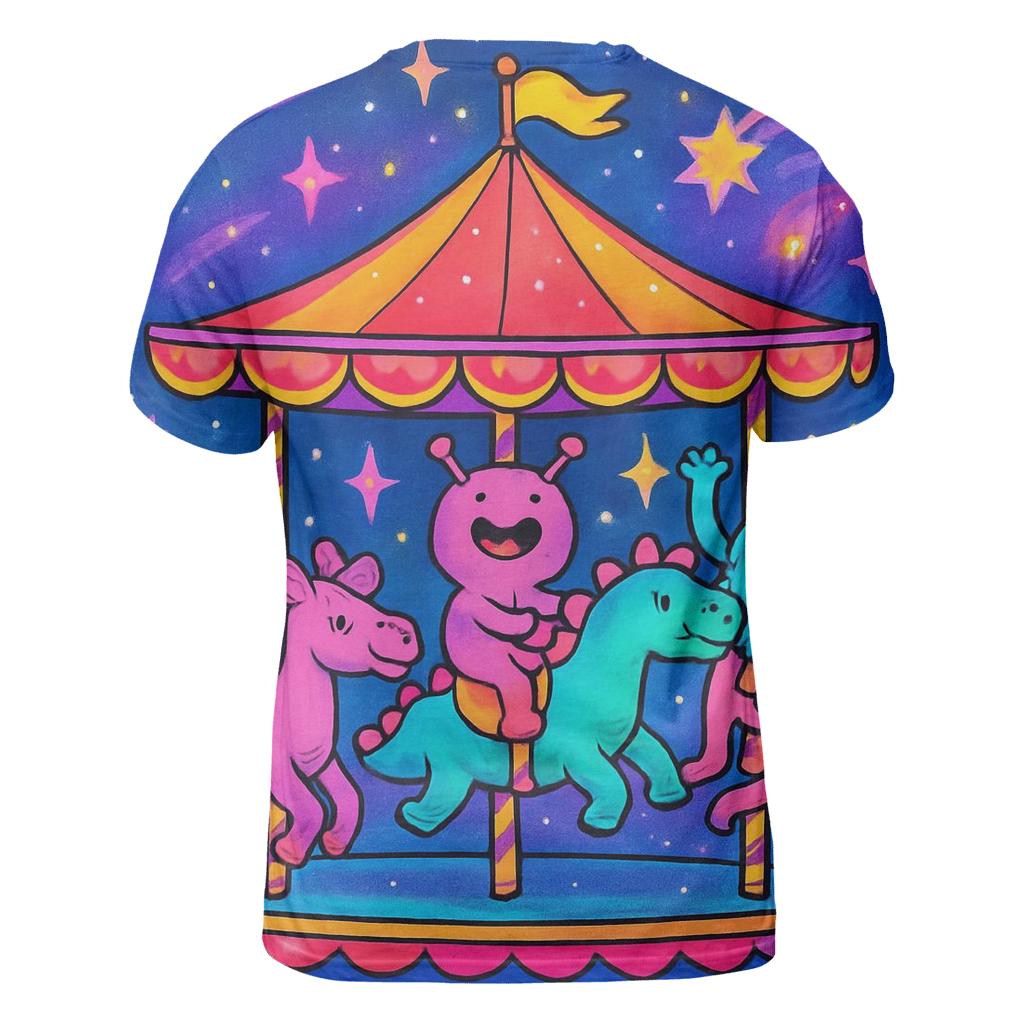 Galactic Carousel vibrant all-over design tees