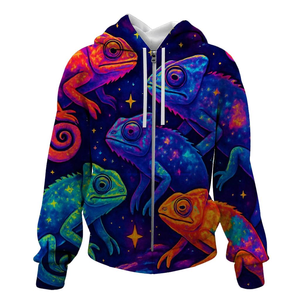Cosmic Chameleons zip-up hoodies