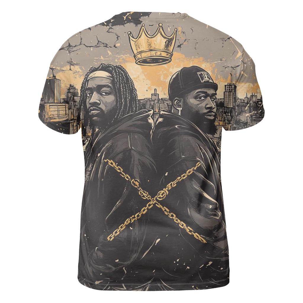 Golden Cipher Kings artistic all-over print tops