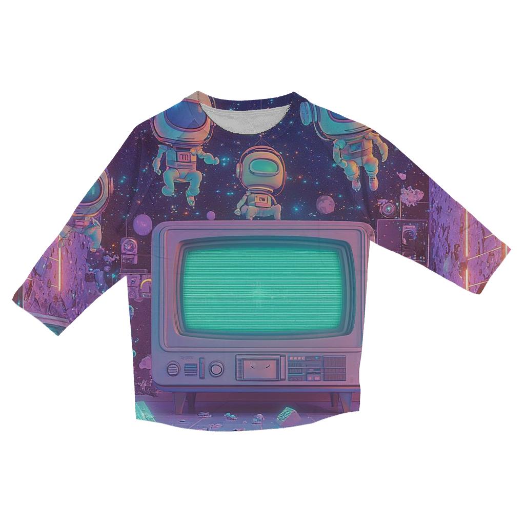 Galactic Saturday Cartoons casual three quarter sleeve shirts