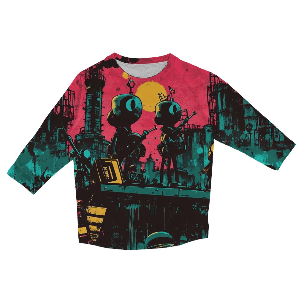 Punk Toybox Riot printed three quarter sleeve shirts