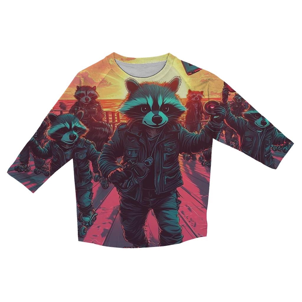 Sunset Roller Raccoons trendy 3/4 sleeve tops