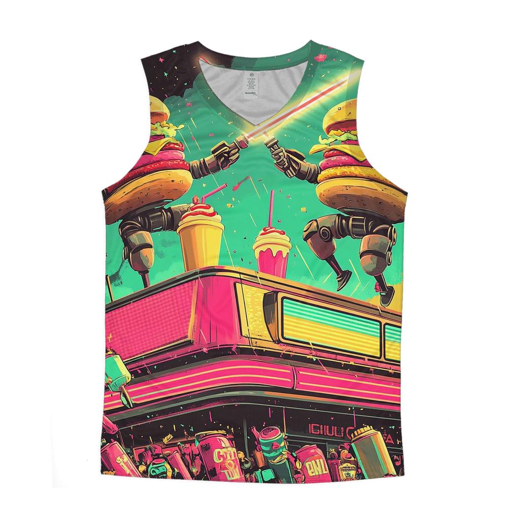 Neon Diner Duel stylish racerback tanks