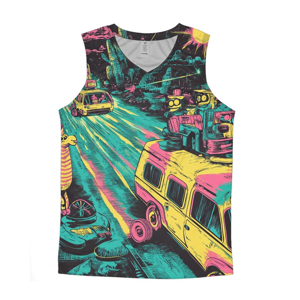 Time Machine Cartoon Caravan trendy fitted tank tops