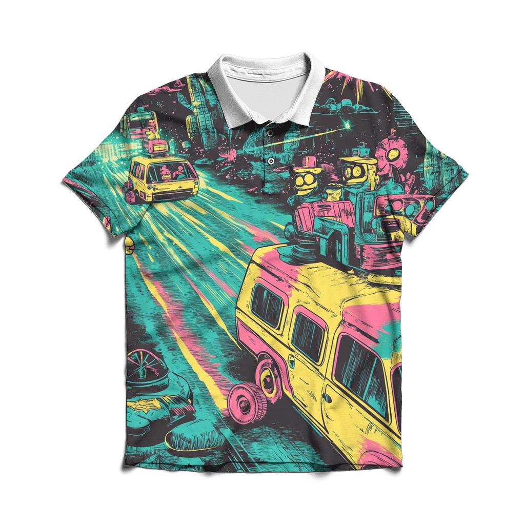 Time Machine Cartoon Caravan designer slim fit polos