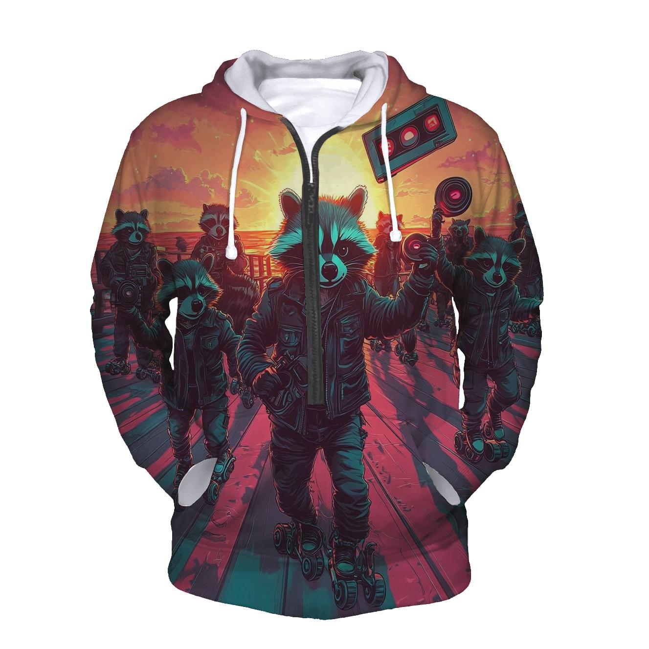 Sunset Roller Raccoons heavyweight hoodies