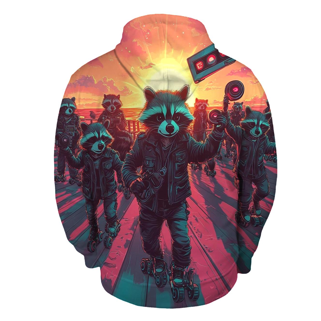 Sunset Roller Raccoons heavyweight hoodies