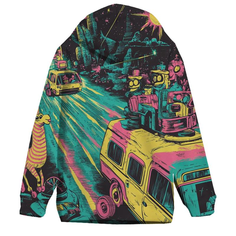 Time Machine Cartoon Caravan graphic hoodies