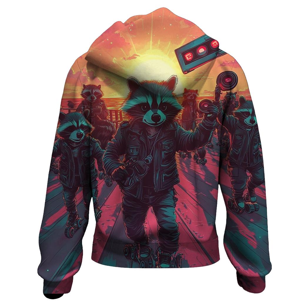 Sunset Roller Raccoons embroidered hoodies