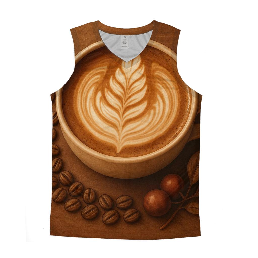 Latte Swirl Bloom cotton sleeveless tops