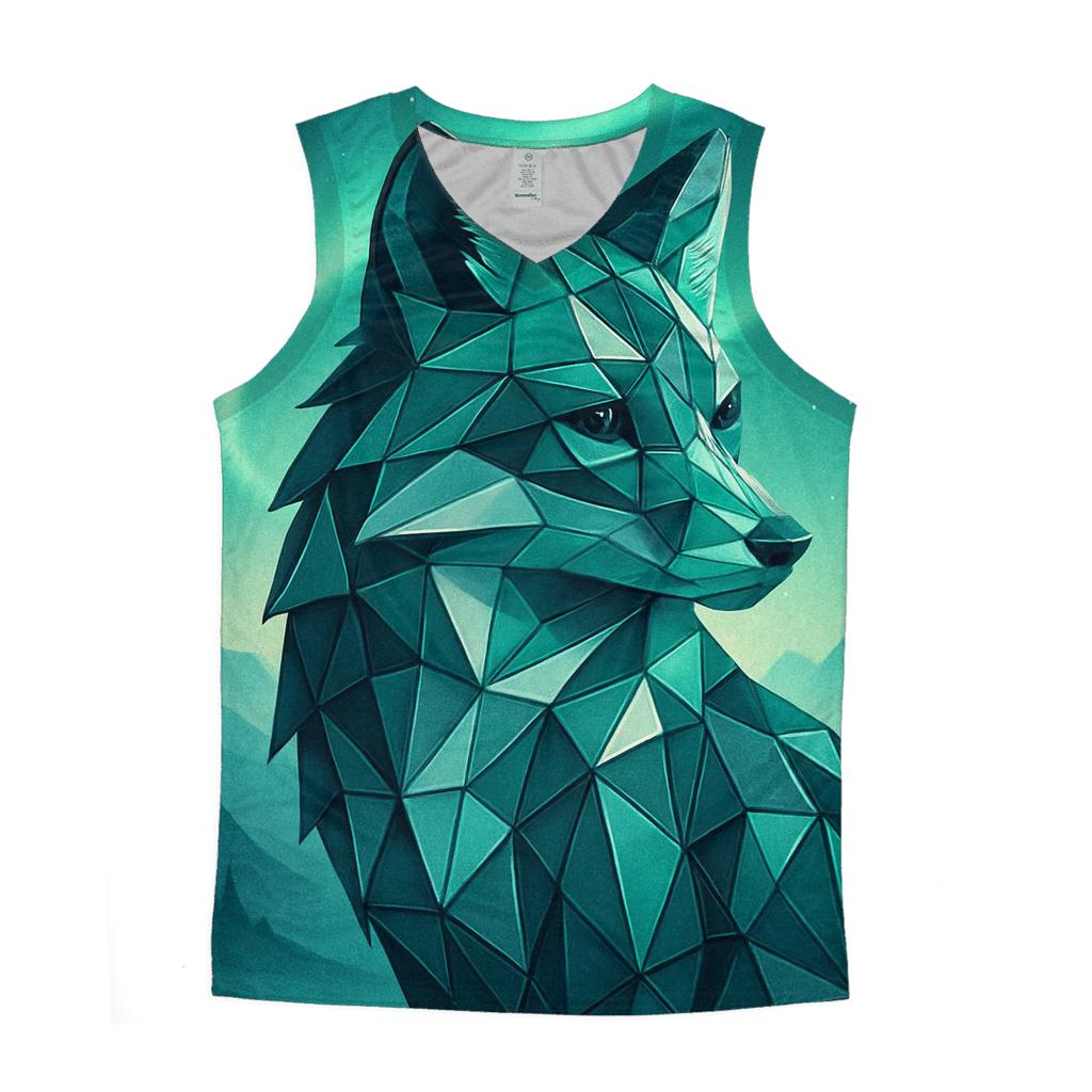 Aurora Geometric Fox personalized athletic tanks