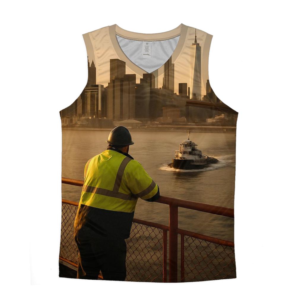 Harbor Hourglass View Of Manhattan graphic print tank tops