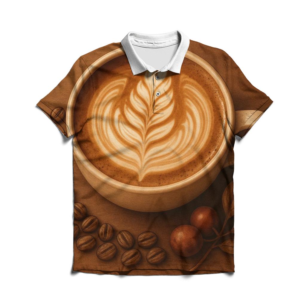 Latte Swirl Bloom classic pique polos