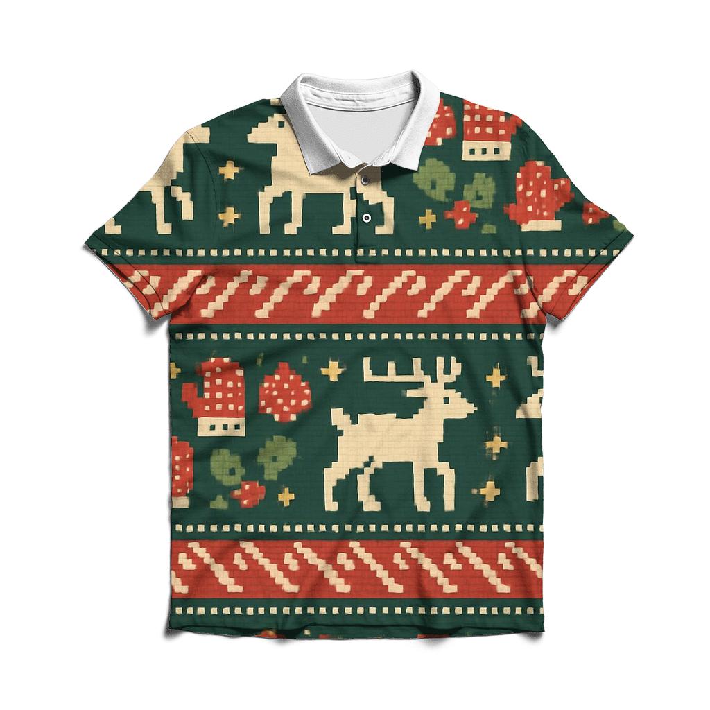 Tinsel Reindeer Mosaic Design classic pique polos