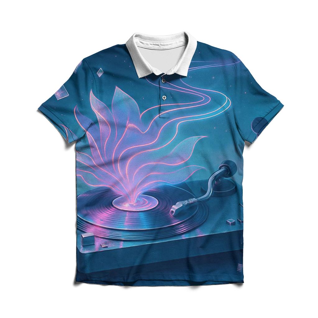Holographic Turntable Bloom personalized polo shirts