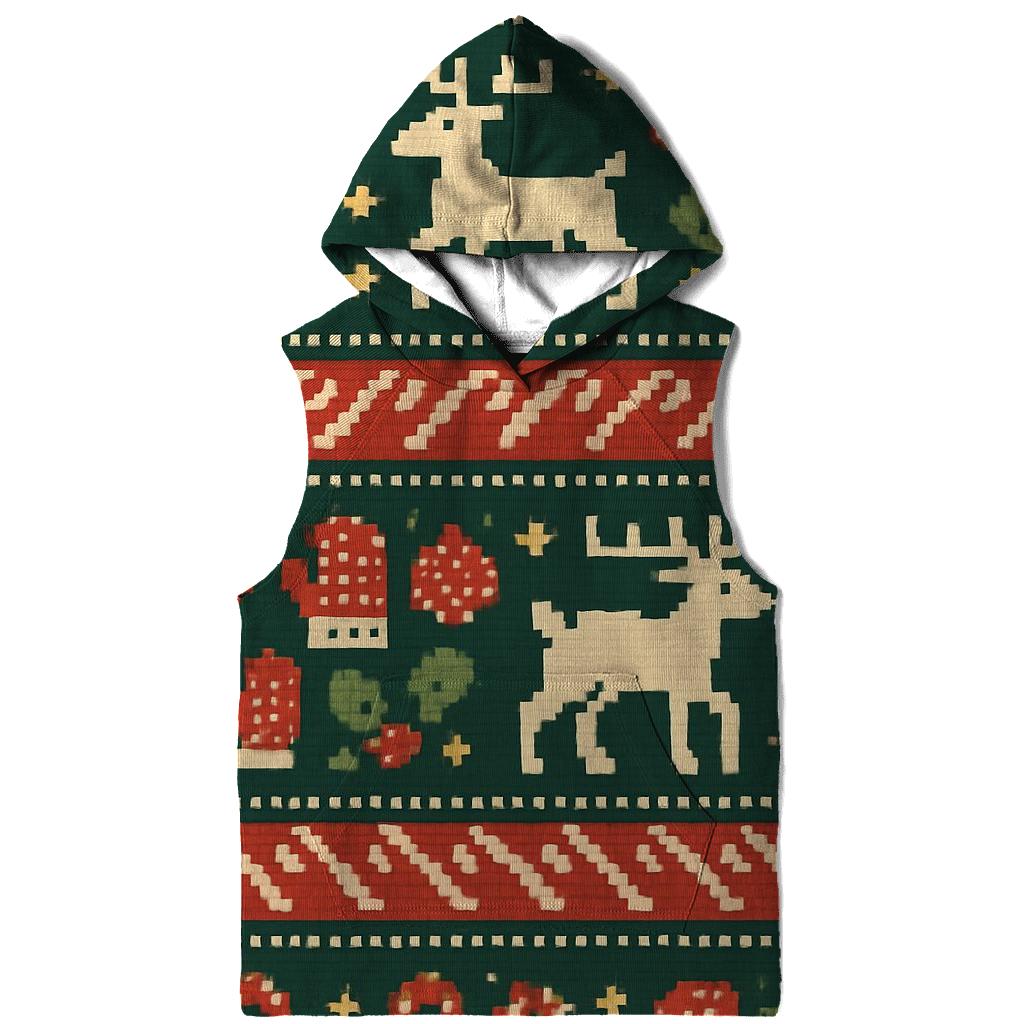 Tinsel Reindeer Mosaic Design embroidered hoodies