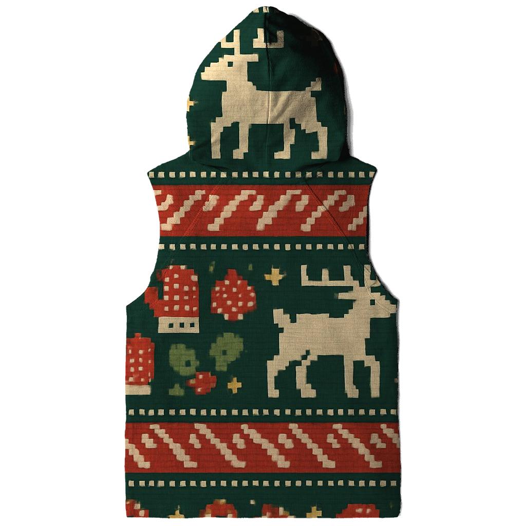 Tinsel Reindeer Mosaic Design embroidered hoodies