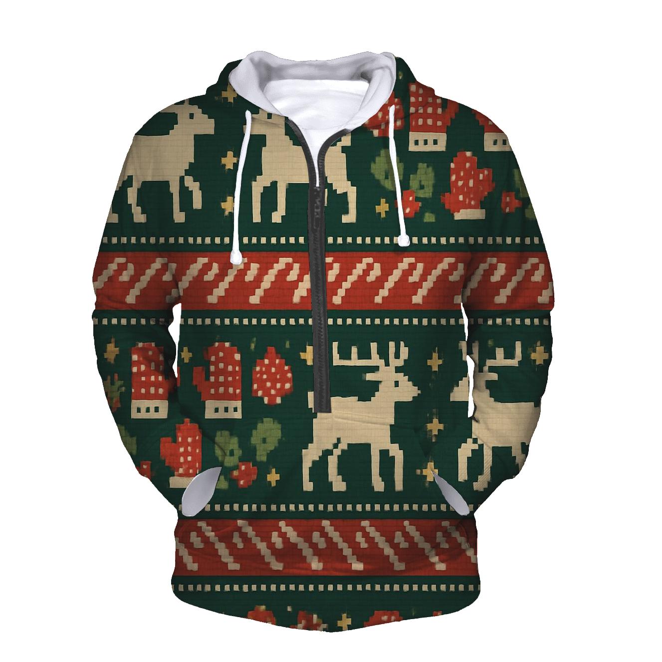 Tinsel Reindeer Mosaic Design pullover hoodies