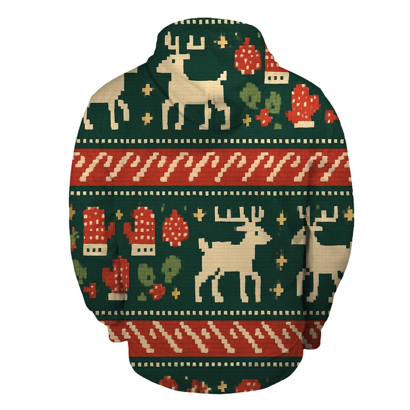 Tinsel Reindeer Mosaic Design pullover hoodies