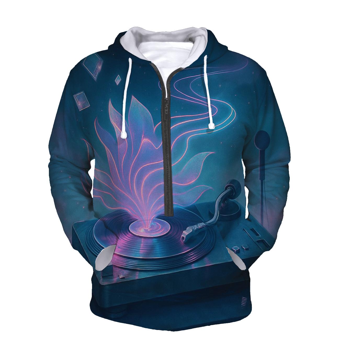 Holographic Turntable Bloom graphic hoodies